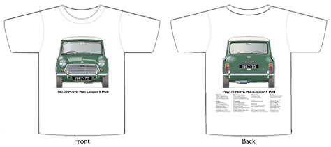 Morris Mini-Cooper S MkII 1967-70 T-shirt Front & Back